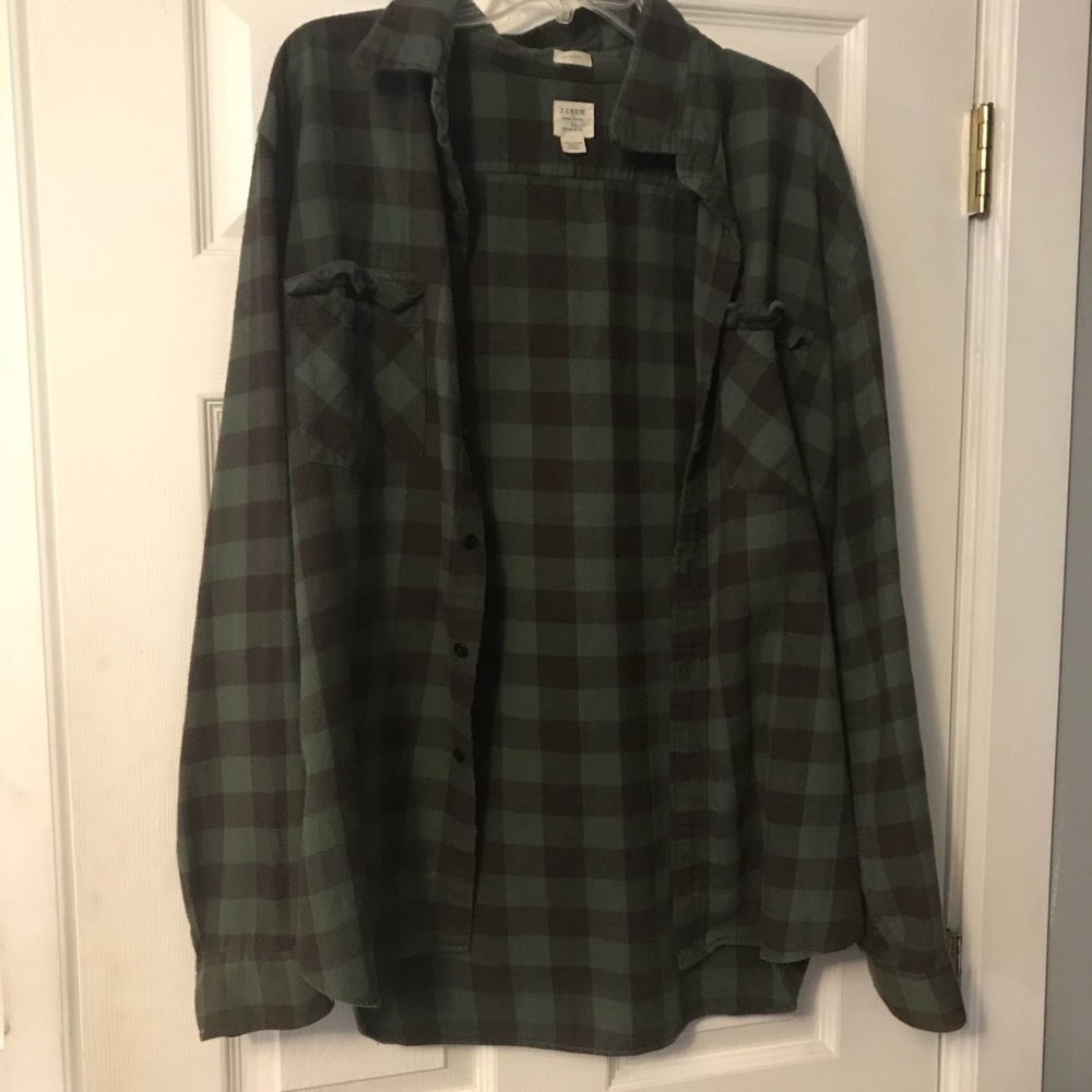 Jcrew oversized flannel xl plaid green